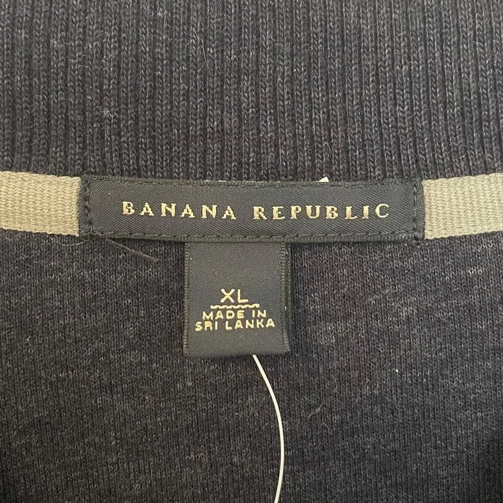 NWT Banana Republic Full Zip Cotton Heavyweight Jacket Black Mens Size XL